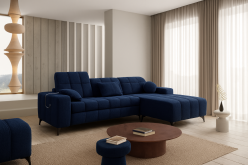 Granatowy narożnik z funkcją spania z gniazdem USB