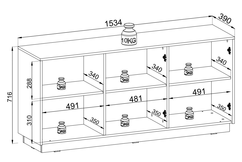 Duża komoda beż ze złotem 153cm DIANA 3