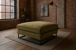 Wielka, loftowa pufa na metalowych płozach