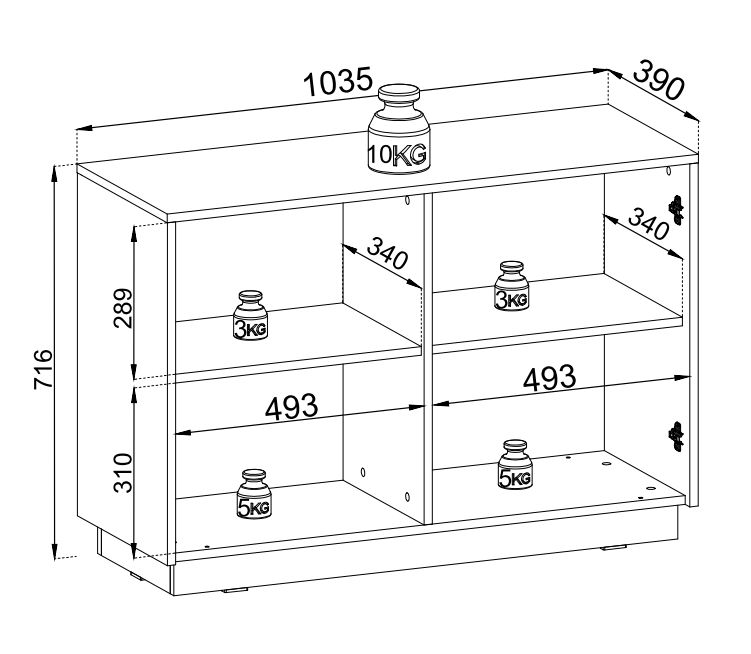 Mała komoda beżowa ze złotem 103cm DIANA 3