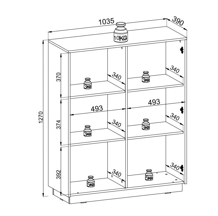 Wysoka komoda czarna ze złotem 103cm DIANA 3