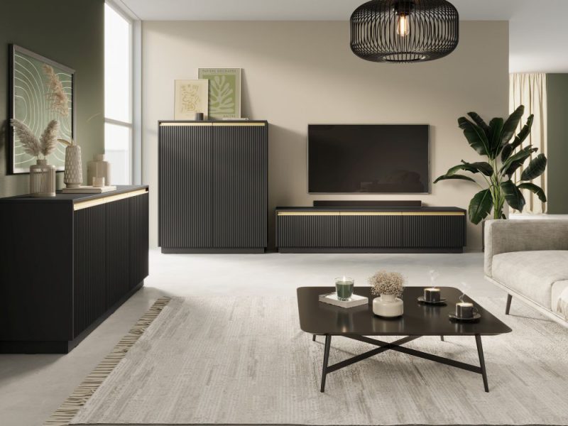 Czarne meble do salonu inspiracje