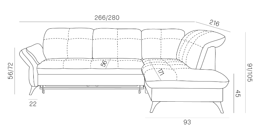 Narożnik z funkcją spania pełna regulacja podłokietników i zagłówków ASTURIA 1 7
