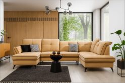 Ekskluzywny narożnik U z funkcją spania w stylu vintage