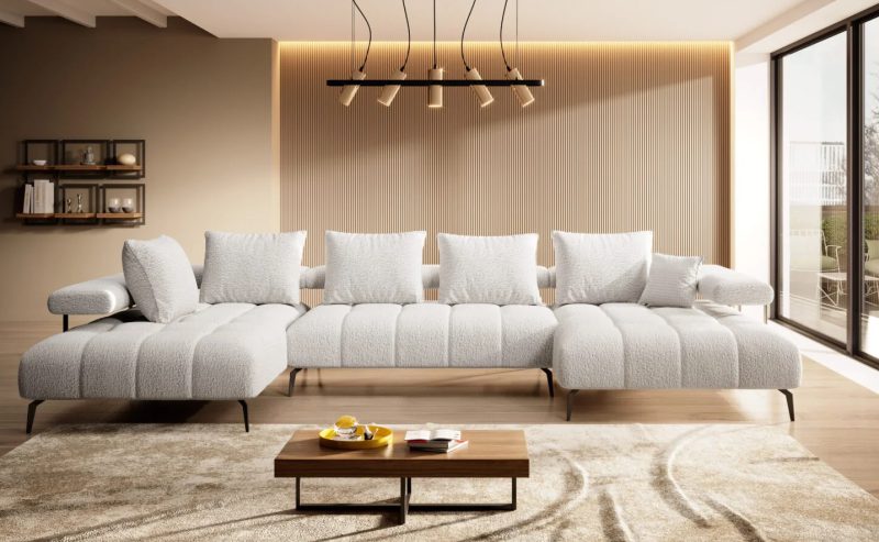 Designerski salon z narożnikiem