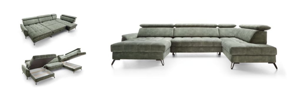 Narożnik U regulowana głębokość siedzisk funkcja spania pianka HR LOTOS 1 3