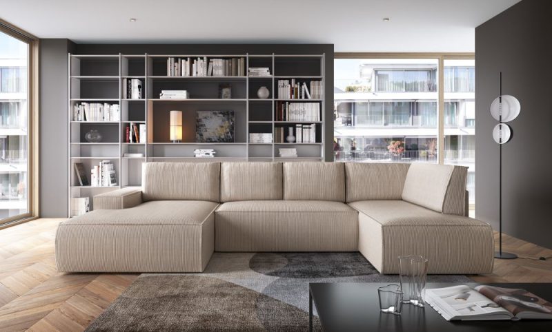 Narożnik prążkowany z funkcją spania