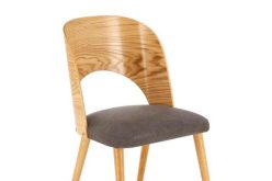 Krzesło dębowe naturalne tapicerka popiel