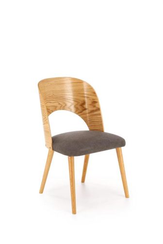 Krzesło dębowe naturalne tapicerka popiel