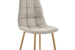 Ładne krzeszło beżowe z nogami dąb miodowy