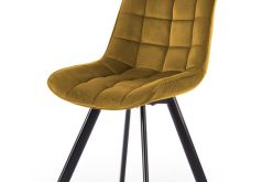 Tapicerowane krzesło musztardowe nowoczesne