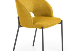 WYgodne tapicerowane krzesło musztardowe