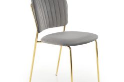 Popielate krzesło ze złotymi nogami