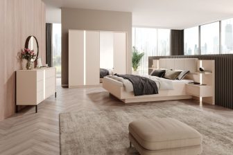 Beżowe łóżka sypialnie