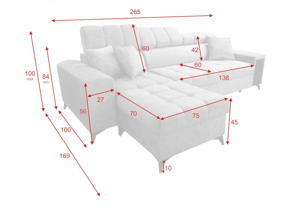 Narożnik z funkcją spania z USB z barkiem GUSTAV 1 MINI 10