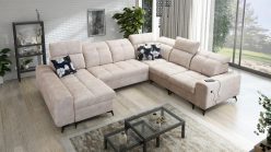 Zjawiskowy narożnik U kształtny z funkcją spania codziennego