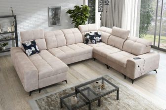 Zjawiskowy narożnik U kształtny z funkcją spania codziennego