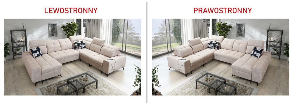 Narożnik U kształtny z funkcją spania z ładowarką USB SILVER 8 15