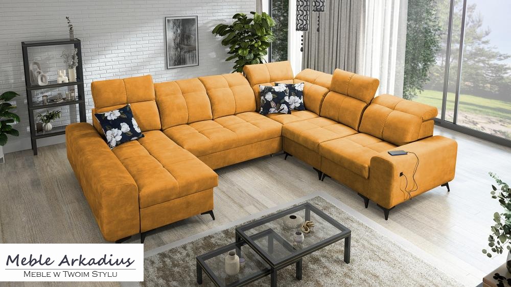 Narożnik U kształtny z funkcją spania z ładowarką USB SILVER 8 7