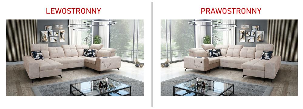 Narożnik w kształcie U z funkcją spania z ładowarką USB SILVER 4 14