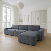 Szary, modny narożnik do salonu z funkcją codziennego spania