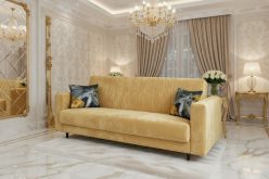 Złota wersalka glamour rozkładana do spania