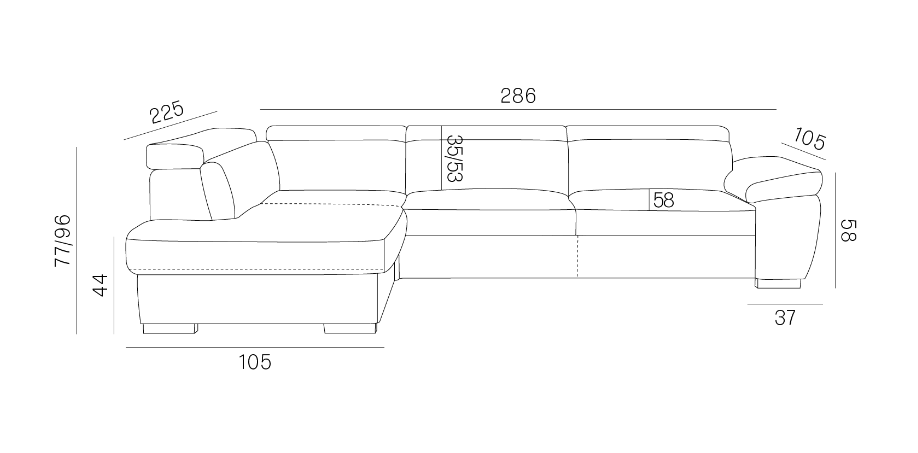 Narożnik z funkcją spania RAVEN L 6