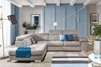 Duży narożnik do salonu z funkcją spania codziennego z grubymi bokami