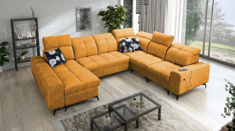 Duża sofa U z funkcją spania codziennego