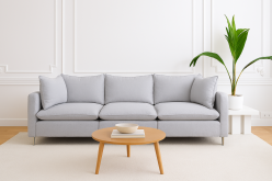 Jasnoszara kanapa modułowa z bardzo miekkim siedziskiem