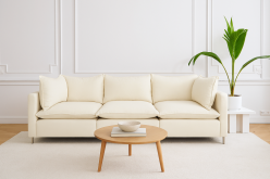 Beżowa kanapa modułowa z bardzo miekkim siedziskiem