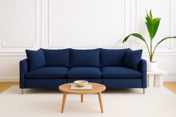 Granatowa kanapa modułowa z bardzo miekkim siedziskiem