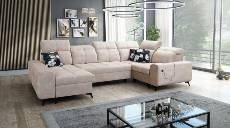 Kanapy w kształcie U z funkcją spania codziennego