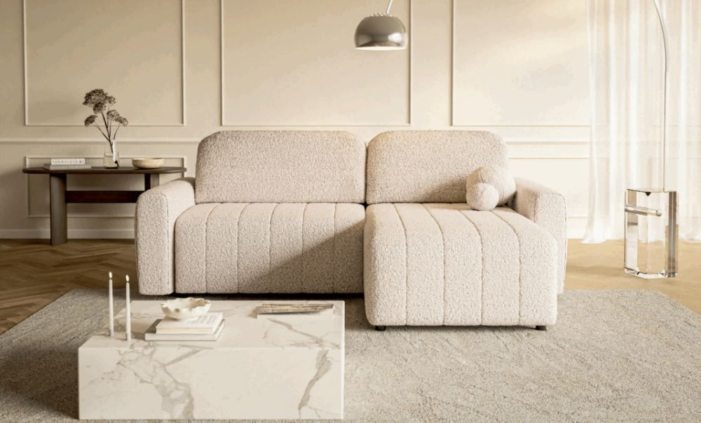 Mały narożnik do salonu z funkcją spania