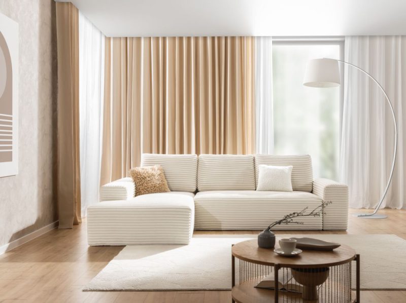 Mały, komfortowy narożnik z funkcją spania z mocnym stelażem