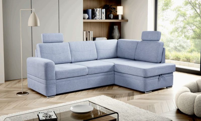 Mały narożnik z funkcją spania na wysokiej jakości stelażu do codziennego spania