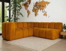 Miodowy narożnik nierozkładany L do salonu