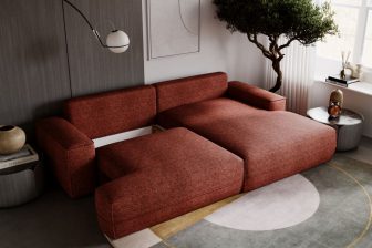 Modny narożnik rozkładany z funkcją spania i schowkiem