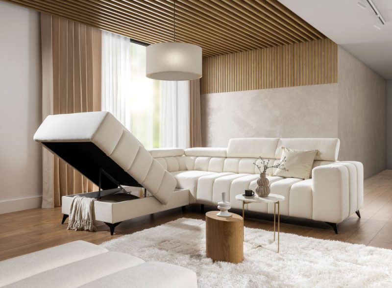 Narożnik rozkładany z pojemnikiem