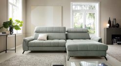 Narożnik z szeroką otomaną regulowana głębokość siedzisk i funkcja spania