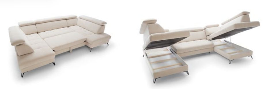 Narożnik U regulowana głębokość siedzisk funkcja spania pianka HR LOTOS 5 3