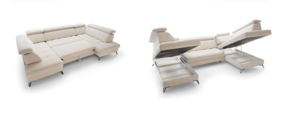 Narożnik U regulowana głębokość siedzisk funkcja spania pianka HR LOTOS 4 4