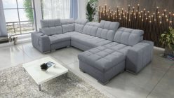 Duży narożnik U z wysokimi oparciami z regulacja z funkcją spania