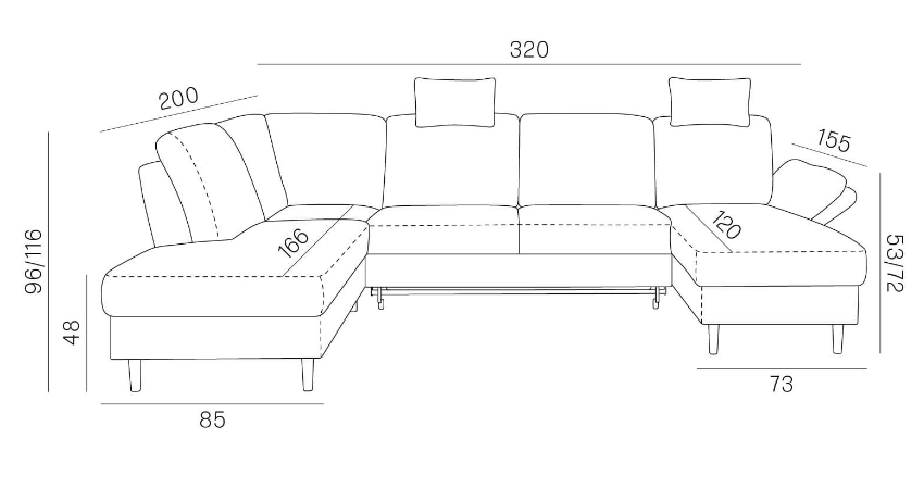 Narożnik U z funkcją spania SOPRANO U 7