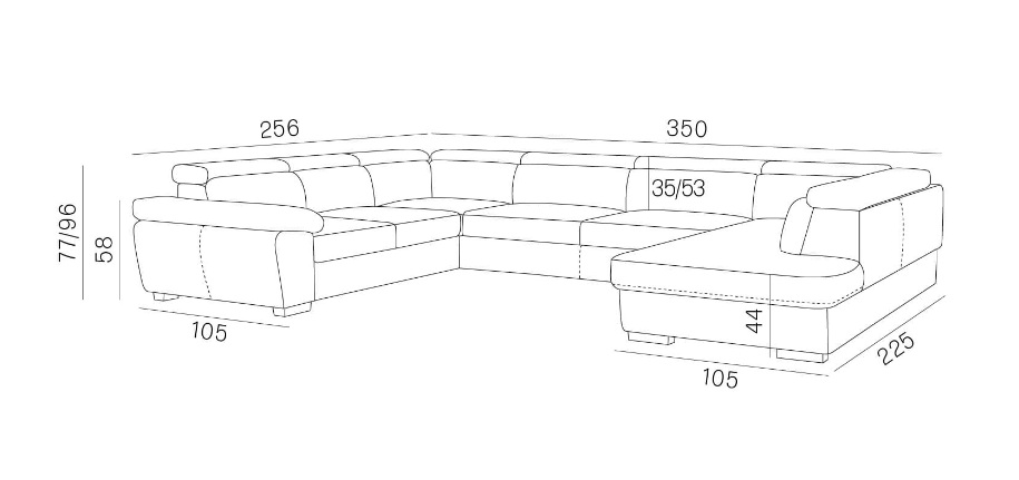 Narożnik U z funkcją spania RAVEN U 5