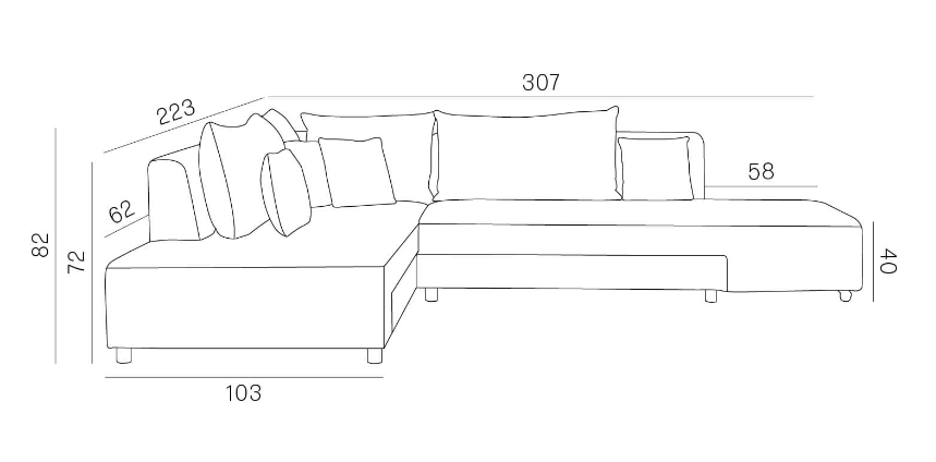 Narożnik z bardzo dużą powierzchnią spania OVO 4