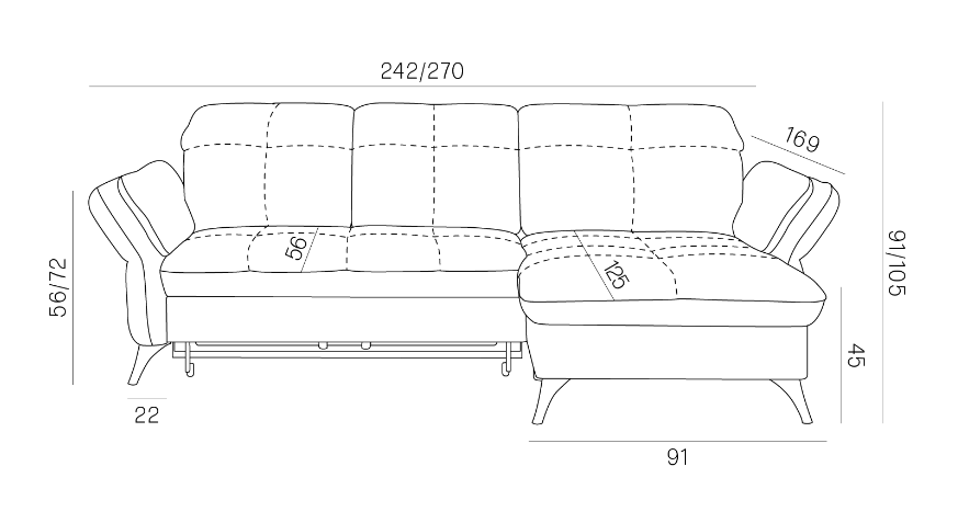 Narożnik z funkcją spania regulacja podłokietników i zagłówków ASTURIA 3 6