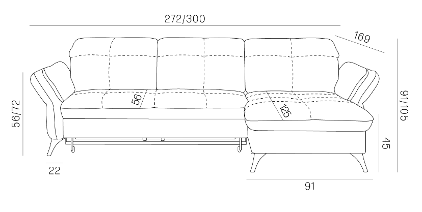 Narożnik z funkcją spania regulacja podłokietników i zagłówków ASTURIA 4 6