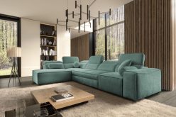Komfortowy długi narożnik do salonu z funkcją spania