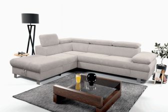 Nowoczesny narożnik z 5 zagłówkami z funkcją spania